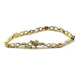 PAJ BB China Marked Bracelet Gold Tone Multicolor Crystals Safety Clasp Hearts